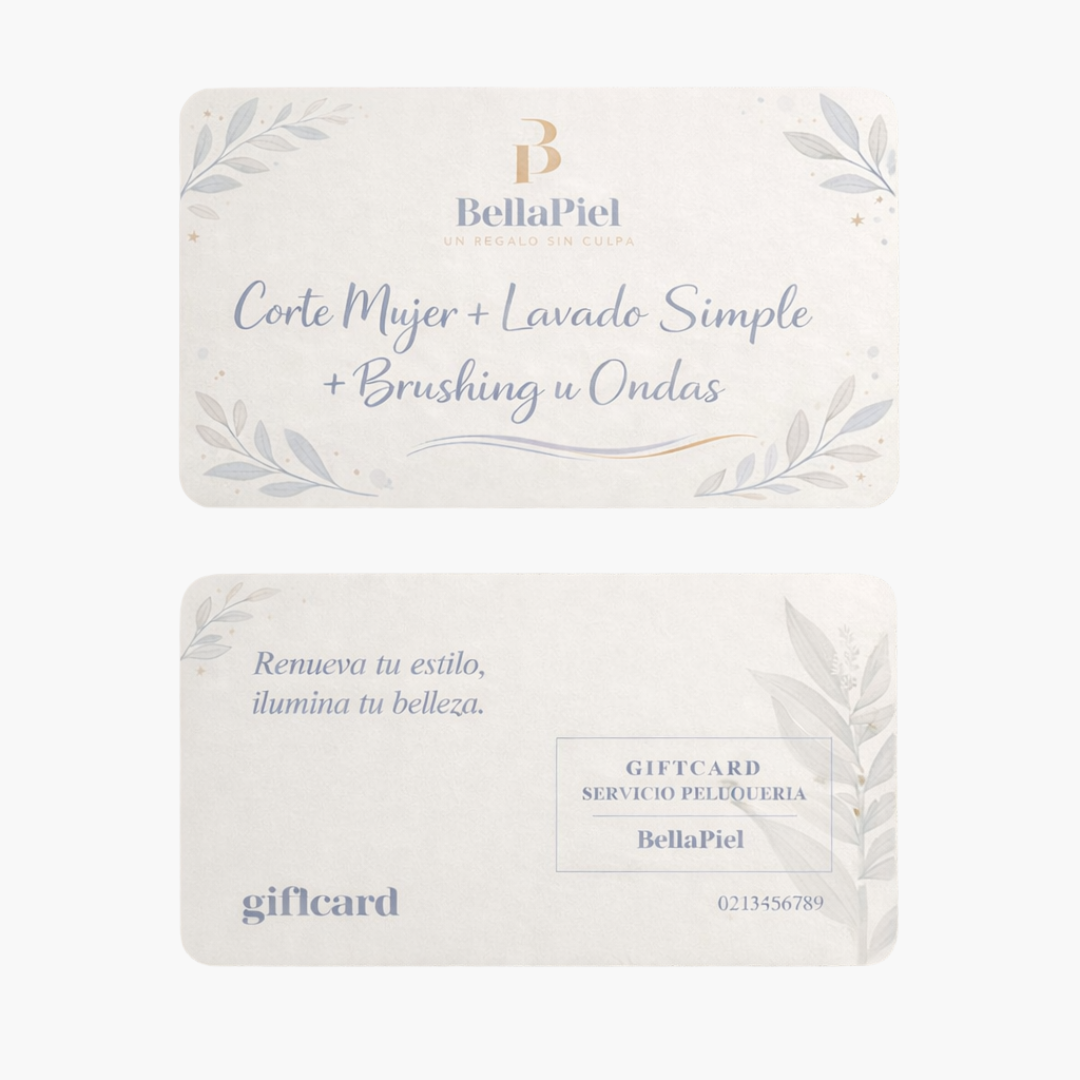 Giftcard Corte Mujer + Lavado Simple + Brushing u Ondas